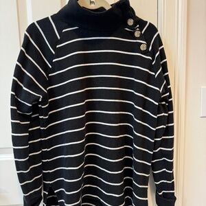 J. Crew Sweater in Black with white strips size Med